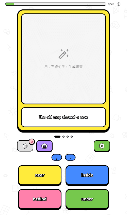 Build sentences word by word from AI-suggested options.